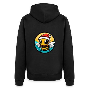 Biene Weihnachten X-Mas - Unisex Premium Bio Zip Hoodie - Schwarz - Hinten - Nico (187cm)