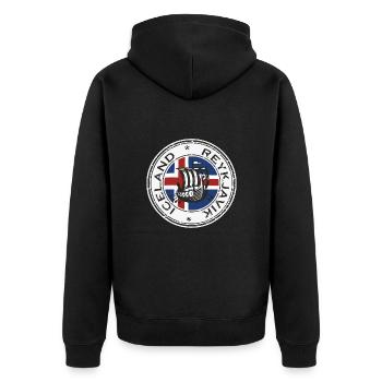 Iceland Reykjavik - Unisex Premium Bio Zip Hoodie - Schwarz - Hinten - Nico (187cm)
