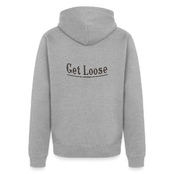 Get loose - Unisex Premium Organic Zip Hoodie - heather grey - Back - Nico (187cm)