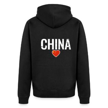 Chine Drapeau chinois Chinois - Veste à capuche bio Premium Unisexe - noir - Dos - Nico (187cm)