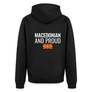 Macedonian And Proud Mazedonisch Mazedonier - Unisex Premium Organic Zip Hoodie - black - Back - Nico (187cm)