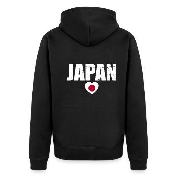 Japan Japanische Flagge Japaner - Unisex Premium Bio Zip Hoodie - Schwarz - Hinten - Nico (187cm)