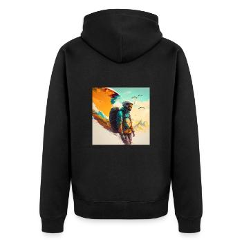 Gleitschirmflug - Unisex Premium Bio Zip Hoodie - Schwarz - Hinten - Nico (187cm)