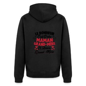 Le bonheur c'est d'être maman et grand mère - Veste à capuche bio Premium Unisexe - noir - Dos - Nico (187cm)