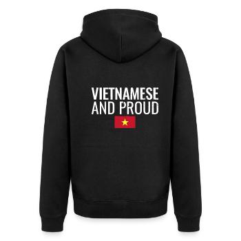 Vietnamese And Proud Vietnam Flagge Vietnamese - Unisex Premium Bio Zip Hoodie - Schwarz - Hinten - Nico (187cm)