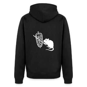 Kebab Ratte Kebab Grill - Unisex Premium Bio Zip Hoodie - Schwarz - Hinten - Nico (187cm)