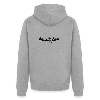Meat fan - Unisex Premium Bio Zip Hoodie - Grau meliert - Hinten - Nico (187cm)