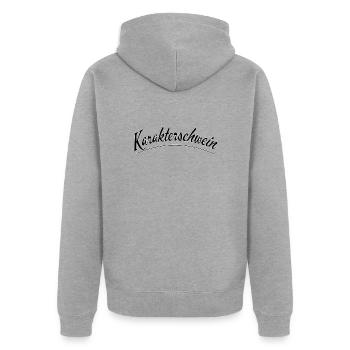 Character Pig - Unisex Premium Organic Zip Hoodie - heather grey - Back - Nico (187cm)