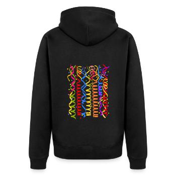 Karneval Fasching Kostüm Silvester Luftschlangen - Unisex Premium Bio Zip Hoodie - Schwarz - Hinten - Nico (187cm)