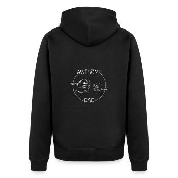 Father Papa Best Dad - Unisex Premium Organic Zip Hoodie - black - Back - Nico (187cm)