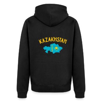 Kazakhstan Carte Kazakh Drapeau Kazakh - Veste à capuche bio Premium Unisexe - noir - Dos - Nico (187cm)