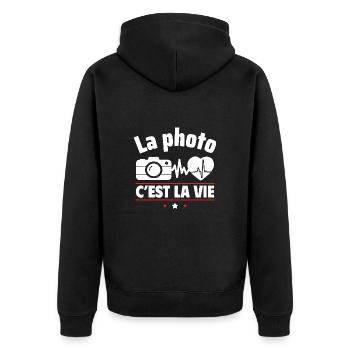 La photo, c'est la vie, cadeau photographe - Veste à capuche bio Premium Unisexe - noir - Dos - Nico (187cm)