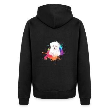 malteser ,hund ,bunt ,hund, Malerei,graffiti, - Unisex Premium Bio Zip Hoodie - Schwarz - Hinten - Nico (187cm)