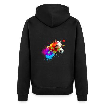Cheval,Haflinger, Graffiti, Peinture, Coloré, Chevaux, - Veste à capuche bio Premium Unisexe - noir - Dos - Nico (187cm)