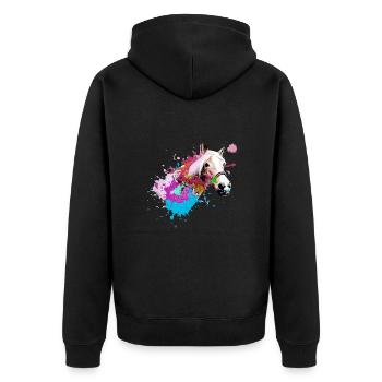 Cheval,Haflinger, Graffiti, Peinture, Coloré, Chevaux, - Veste à capuche bio Premium Unisexe - noir - Dos - Nico (187cm)