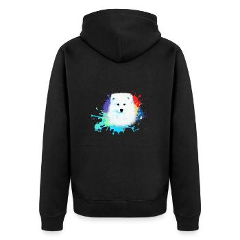 Samoyed, dog ,graffiti,painting wolf,pastel,colorful - Unisex Premium Organic Zip Hoodie - black - Back - Nico (187cm)