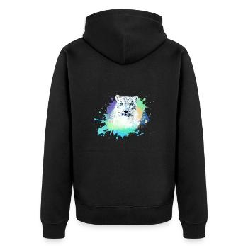 snow leopard,cat,leopard, jaguar,colorful - Unisex Premium Organic Zip Hoodie - black - Back - Nico (187cm)