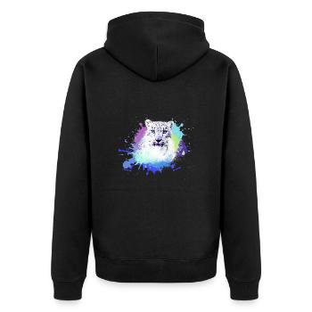snow leopard,cat,leopard, jaguar,colorful - Unisex Premium Organic Zip Hoodie - black - Back - Nico (187cm)