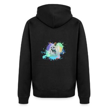 fuchs ,Graffiti, Malerei,fuchs ,aquarell - Unisex Premium Bio Zip Hoodie - Schwarz - Hinten - Nico (187cm)