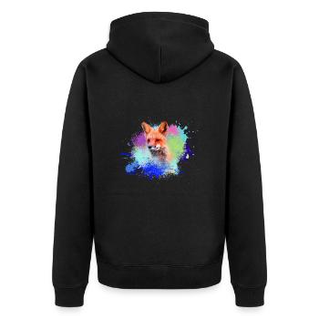 fufuchs ,Graffiti, Malerei,fuchs ,aquarell - Unisex Premium Bio Zip Hoodie - Schwarz - Hinten - Nico (187cm)