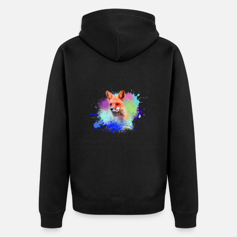 fufuchs ,Graffiti, Malerei,fuchs ,aquarell - Unisex Premium Bio Zip Hoodie - Schwarz