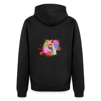 fuchs ,Graffiti, Malerei,fuchs ,aquarell - Unisex Premium Bio Zip Hoodie - Schwarz - Hinten - Nico (187cm)
