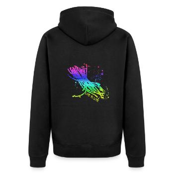 love is love ,lgbt,bunt,regenbogen - Unisex Premium Bio Zip Hoodie - Schwarz - Hinten - Nico (187cm)