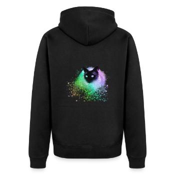 siam katze,bunt,graffit,imalerei kunst,katze,retro - Unisex Premium Bio Zip Hoodie - Schwarz - Hinten - Nico (187cm)