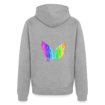 Angelwings,Ailes,Aquarelle,Ailes d’Ange,Coloré,LGBT - Veste à capuche bio Premium Unisexe - gris chiné - Dos - Nico (187cm)