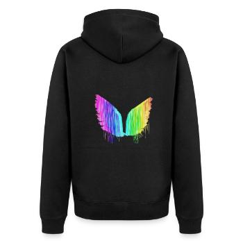 Angelwings,Ailes,Aquarelle,Ailes d’Ange,Coloré,LGBT - Veste à capuche bio Premium Unisexe - noir - Dos - Nico (187cm)