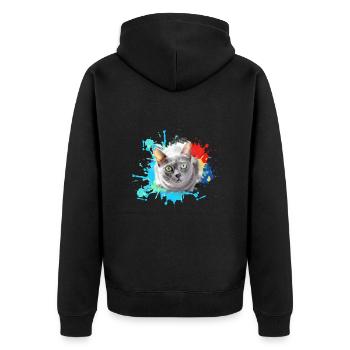 Chat,Yeux Verts,Graffiti,Peinture,Coloré - Veste à capuche bio Premium Unisexe - noir - Dos - Nico (187cm)