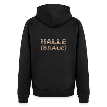 Halle (Saale) Hund - Unisex Premium Bio Zip Hoodie - Schwarz - Hinten - Nico (187cm)