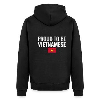 Proud To Be Vietnamese Vietnam Flagge Vietnamese - Unisex Premium Bio Zip Hoodie - Schwarz - Hinten - Nico (187cm)