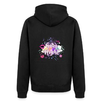 girls night,sterne,rosa,pink,girly,bunt,aquarell - Unisex Premium Bio Zip Hoodie - Schwarz - Hinten - Nico (187cm)