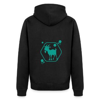 Ziege - Bock - Geiß - Bauernhof - Zoo - Urlaub - Unisex Premium Bio Zip Hoodie - Schwarz - Hinten - Nico (187cm)