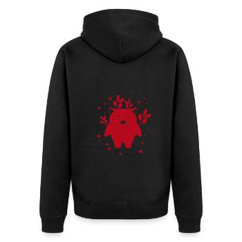 Bär - Zootier - Tierfreund - Naturschutz - Unisex Premium Bio Zip Hoodie - Schwarz - Hinten - Nico (187cm)