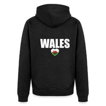 Wales Welsh flag Welsh - Unisex Premium Organic Zip Hoodie - black - Back - Nico (187cm)
