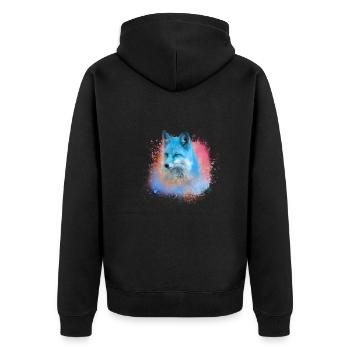 fuchs ,Graffiti, Malerei,fuchs ,aquarell - Unisex Premium Bio Zip Hoodie - Schwarz - Hinten - Nico (187cm)
