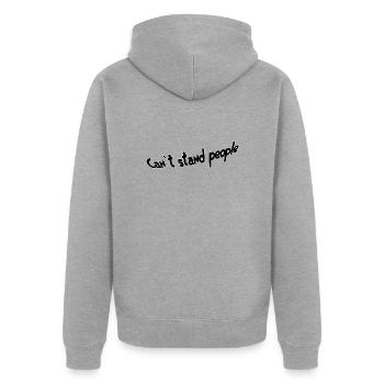 Je ne supporte pas les gens - Veste à capuche bio Premium Unisexe - gris chiné - Dos - Nico (187cm)