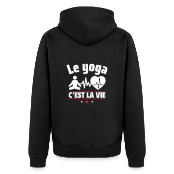 le yoga c est la vie,Yoga,Yogi,Sport - Veste à capuche bio Premium Unisexe - noir - Dos - Nico (187cm)