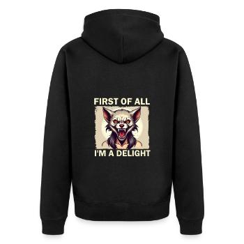 Tout d’abord, je suis un délice - Veste à capuche bio Premium Unisexe - noir - Dos - Nico (187cm)