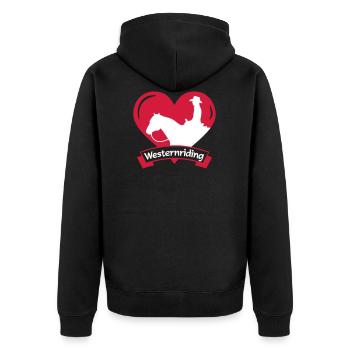 Équitation Western / j'aime l'équitation western - Veste à capuche bio Premium Unisexe - noir - Dos - Nico (187cm)