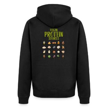 Vegan Protein Sources - Unisex Premium Organic Zip Hoodie - black - Back - Nico (187cm)