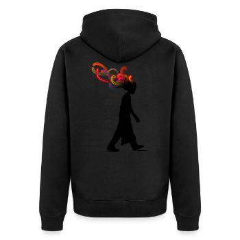 dreamer - Unisex Premium Organic Zip Hoodie - black - Back - Nico (187cm)