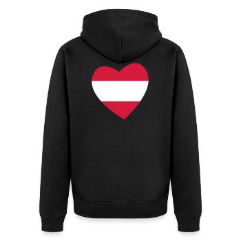 Herz Österreich - Unisex Premium Bio Zip Hoodie - Schwarz - Hinten - Nico (187cm)