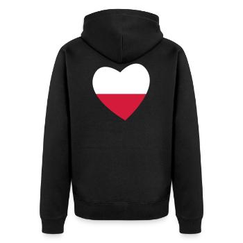 Herz Polen - Unisex Premium Bio Zip Hoodie - Schwarz - Hinten - Nico (187cm)