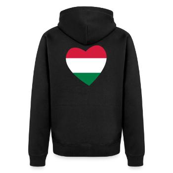 Herz Ungarn - Unisex Premium Bio Zip Hoodie - Schwarz - Hinten - Nico (187cm)