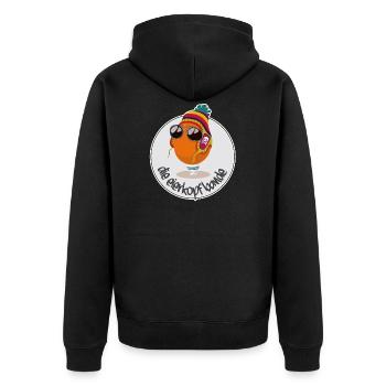 Eierkopfbande Classic - Unisex Premium Bio Zip Hoodie - Schwarz - Hinten - Nico (187cm)