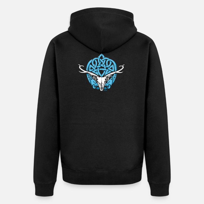 Keltischer Hirsch - Unisex Premium Bio Zip Hoodie - Schwarz