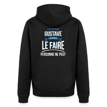 Gustave personne ne peut cadeau - Veste à capuche bio Premium Unisexe - noir - Dos - Nico (187cm)